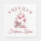Serviette En Papier Balloon rose poussette bébé fille musulmane Aqiqah (Devant)