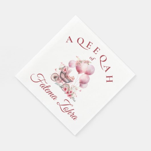 Serviette En Papier Balloon rose poussette bébé fille musulmane Aqiqah (Coin)