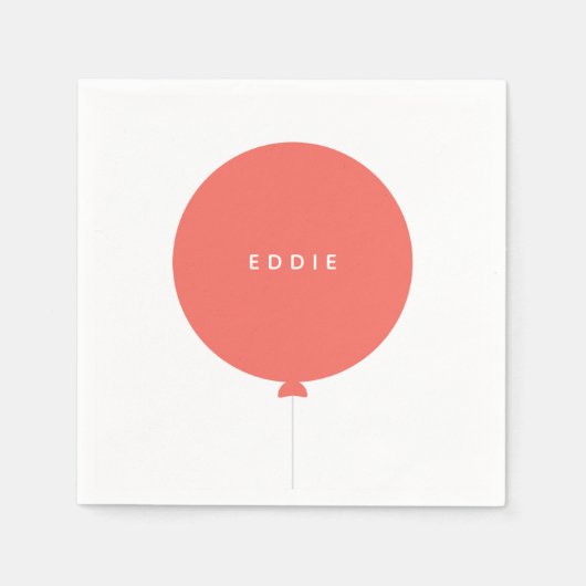 Serviette En Papier Balloon scandinave | Coral rose fête d'anniversair (Devant)