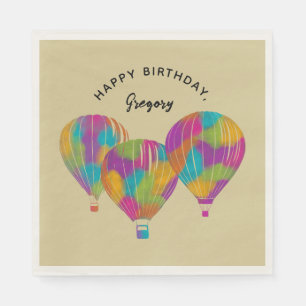 Serviette En Papier Balloons à air chaud peints en arc-en-ciel personn