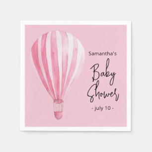 Serviette En Papier Balloons à air chaud rose Baby shower