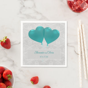 Serviette En Papier Balloons Coeur turquoise Mariage serviettes