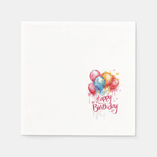 Serviette En Papier Balloons Colorés d'Anniversaire Papier Joyeux Anni