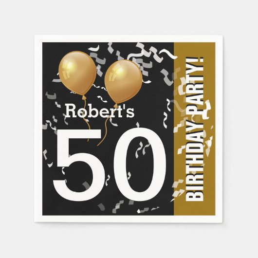 Serviette En Papier Balloons Confetti 50e anniversaire ou toute année (Devant)