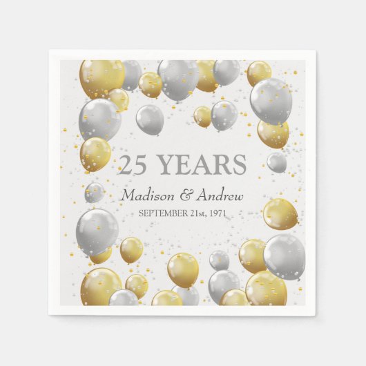 Serviette En Papier Balloons Confetti Anniversaire serviettes (Devant)