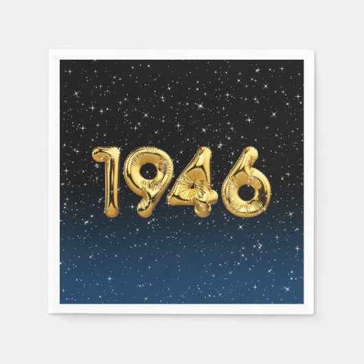 Serviette En Papier Balloons D'Anniversaire 1946 En Étoiles Serviettes (Devant)