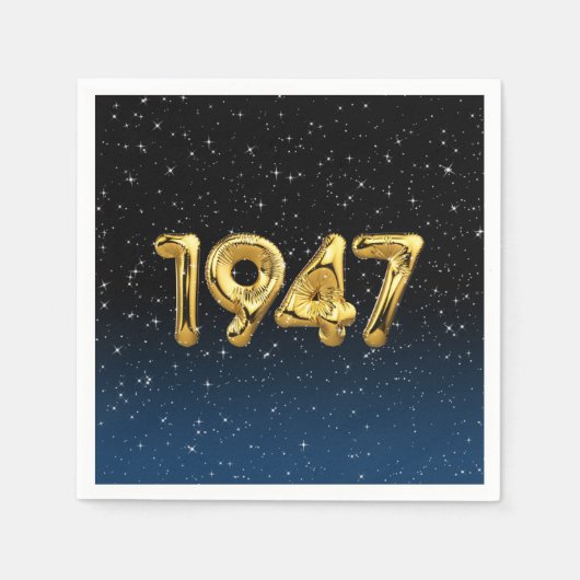 Serviette En Papier Balloons D'Anniversaire 1947 En Étoiles Serviettes (Devant)