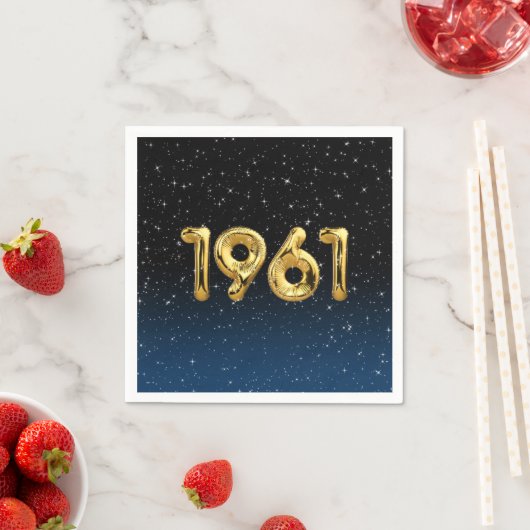 Serviette En Papier Balloons D'Anniversaire 1961 En Étoiles Serviettes (En situation)