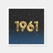 Serviette En Papier Balloons D'Anniversaire 1961 En Étoiles Serviettes (Devant)