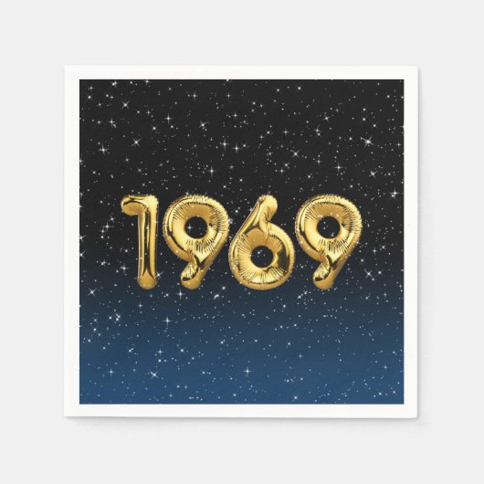 Serviette En Papier Balloons D'Anniversaire 1969 En Étoiles Serviettes (Devant)