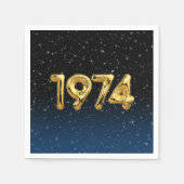 Serviette En Papier Balloons D'Anniversaire 1974 En Étoiles Serviettes (Devant)