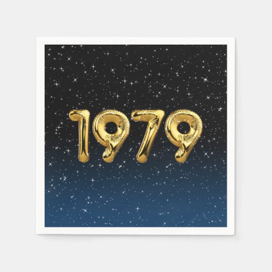 Serviette En Papier Balloons D'Anniversaire 1979 En Étoiles Serviettes (Devant)