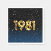 Serviette En Papier Balloons D'Anniversaire 1981 En Étoiles Serviettes (Devant)