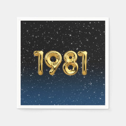 Serviette En Papier Balloons D'Anniversaire 1981 En Étoiles Serviettes (Devant)