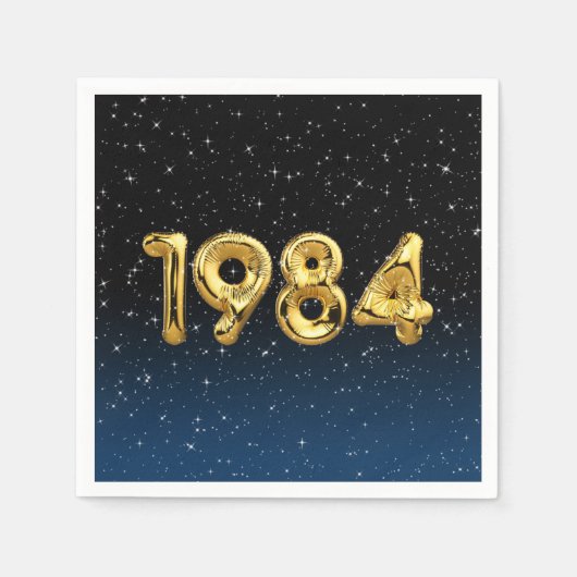 Serviette En Papier Balloons D'Anniversaire 1984 En Étoiles Serviettes (Devant)