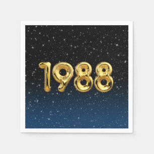 Serviette En Papier Balloons D'Anniversaire 1988 En Étoiles Serviettes