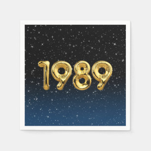 Serviette En Papier Balloons D'Anniversaire 1989 En Étoiles Serviettes
