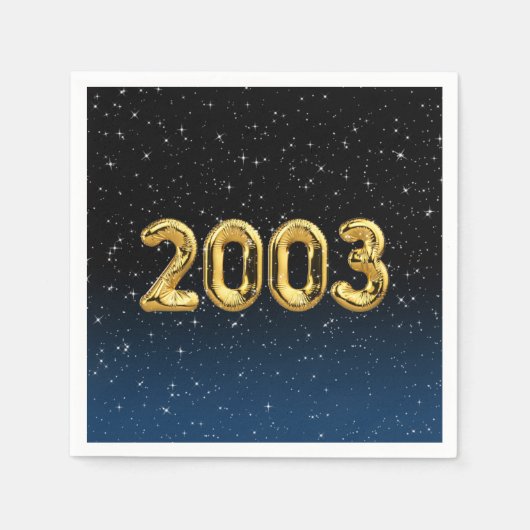 Serviette En Papier Balloons D'Anniversaire 2003 En Étoiles (Devant)