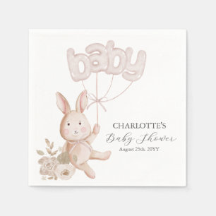 Serviette En Papier Balloons de Lapin Aquarelle Bohème Neutre Baby Sho