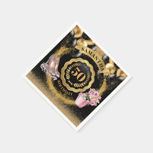 Serviette En Papier Balloons en or glam serviettes avec talons vifs (Coin)