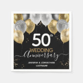 Serviette En Papier Balloons Or 50e Anniversaire serviettes (Devant)