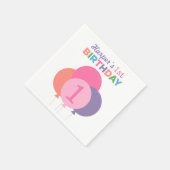 Serviette En Papier Balloons rose moderne Première fête d'anniversaire (Coin)