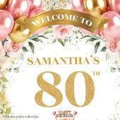 Serviette En Papier Balloons rose or 80e anniversaire de fête Napkins