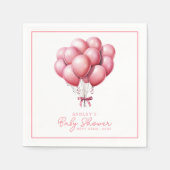 Serviette En Papier Balloons roses Aquarelle Baby shower fille (Devant)
