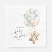 Serviette En Papier Balloons verts Sage, Bearly wait Genre Neutre (Devant)