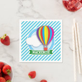 Serviette En Papier Ballotte à air chaud; bandes bleues et blanches (En situation)