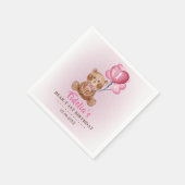 Serviette En Papier Ballotte d'ours en Teddy rose 1er anniversaire (Coin)