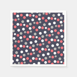 Serviette En Papier Balls Cercles Motif gris blanc corail rose