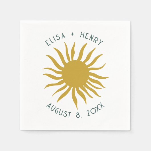 Serviette En Papier Balnéaire Soiree MARIAGE Fiançailles mignon Soleil (Devant)