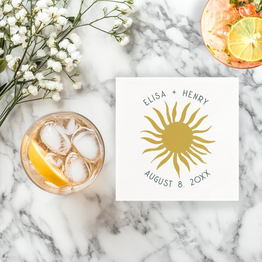 Serviette En Papier Balnéaire Soiree MARIAGE Fiançailles mignon Soleil
