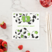 Serviette En Papier bals de football noir vert vif fête d'anniversaire (En situation)