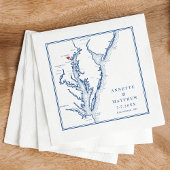 Serviette En Papier Baltimore Maryland Map Elégant Mariage bleu marine