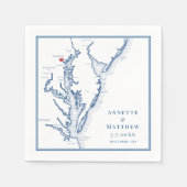 Serviette En Papier Baltimore Maryland Map Elégant Mariage bleu marine (Devant)