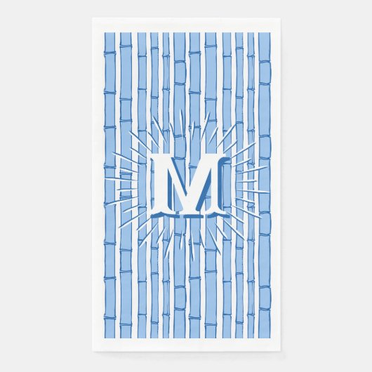Serviette En Papier Bambooey Bamboo Stripe in Blue Personalized (Devant)