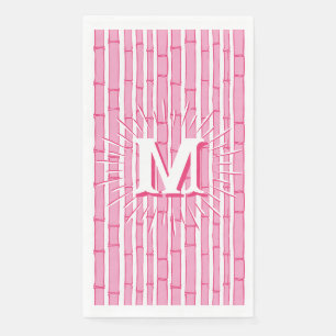 Serviette En Papier Bambooey Rayure Bambou en Rose Personnalisé