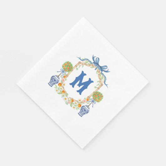 Serviette En Papier Bambou & Cimier Topiaire Orange | Monogramme à 1 l (Coin)