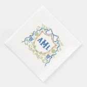 Serviette En Papier Bambou et poitrine opiacée | Monogramme (Coin)
