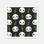 Serviette En Papier Bambou Motif Kawaii Panda En Blanc Noir (Devant)