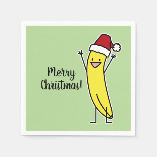 Serviette En Papier Banana Santa chapeau applaudissant Noël vacances (Devant)