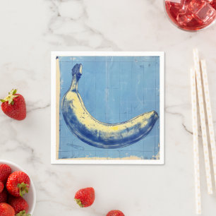 Serviette En Papier Banane bleue rétro