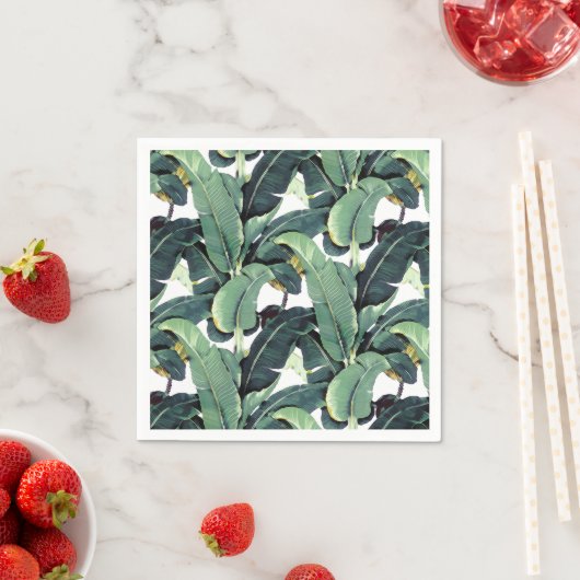 Serviette En Papier Banane Feuille Palm Tree Papier Tropical Napkins (En situation)