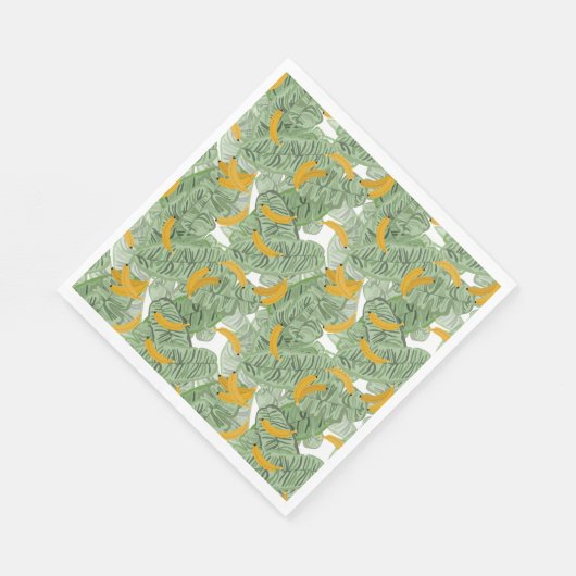 Serviette En Papier Banane tropicale moderne Motif vert (Coin)