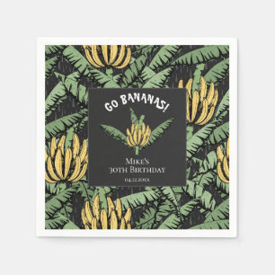 Serviette En Papier Bananes Go modernes Banane jaune noire et Feuilles