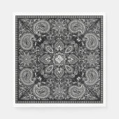 Serviette En Papier Bandana ornée noire et blanche (Devant)