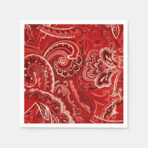 Serviette En Papier Bandanna chic rouge de Paisley de hippie de Boho
