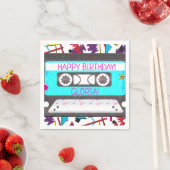 Serviette En Papier Bande Cassette Rétro Thème Anniversaire 80's 90's (En situation)